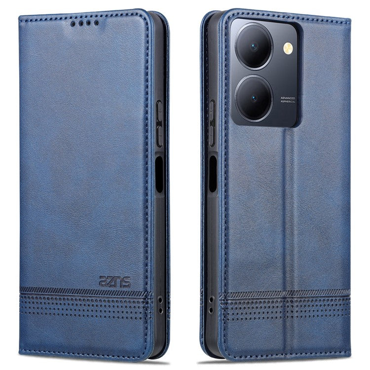 AZNS For vivo Y36 4G (Global) / Y78 (China) 5G PU Leather Wallet Case Flip Folio Viewing Stand Phone Cover - Blue