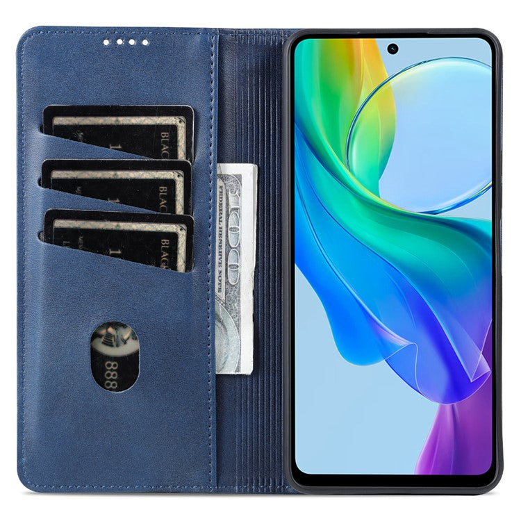 AZNS For vivo Y36 4G (Global) / Y78 (China) 5G PU Leather Wallet Case Flip Folio Viewing Stand Phone Cover - Blue