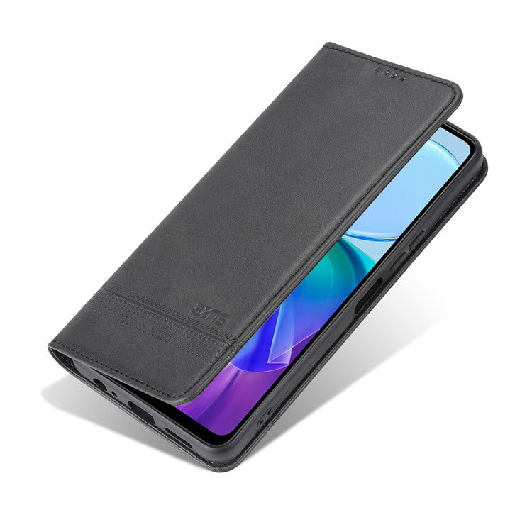 AZNS For vivo Y36 4G (Global) / Y78 (China) 5G PU Leather Wallet Case Flip Folio Viewing Stand Phone Cover - Black