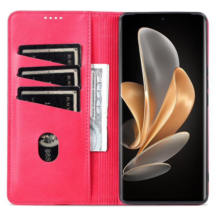 AZNS For vivo Y78+ 5G / Y78 5G Stand PU Leather Anti-drop Wallet Case Flip Folio Phone Cover - Red