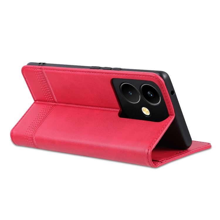 AZNS For vivo Y78+ 5G / Y78 5G Stand PU Leather Anti-drop Wallet Case Flip Folio Phone Cover - Red