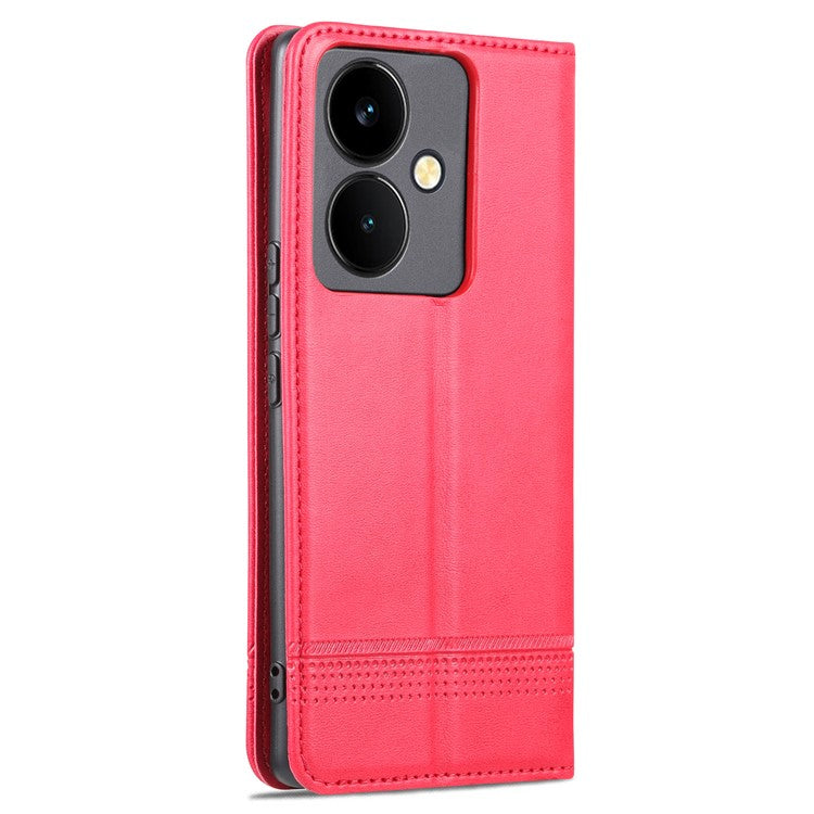 AZNS For vivo Y78+ 5G / Y78 5G Stand PU Leather Anti-drop Wallet Case Flip Folio Phone Cover - Red