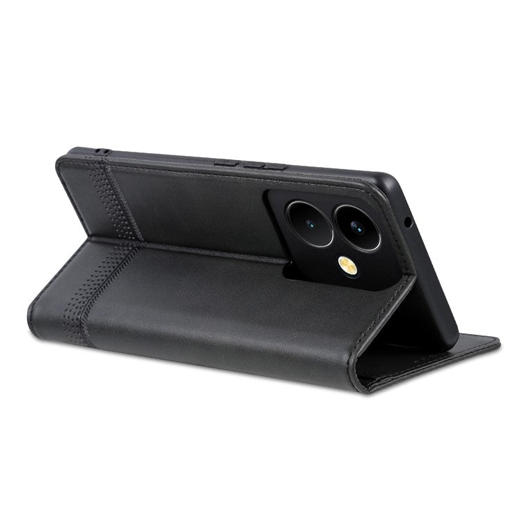 AZNS For vivo Y78+ 5G / Y78 5G Stand PU Leather Anti-drop Wallet Case Flip Folio Phone Cover - Black