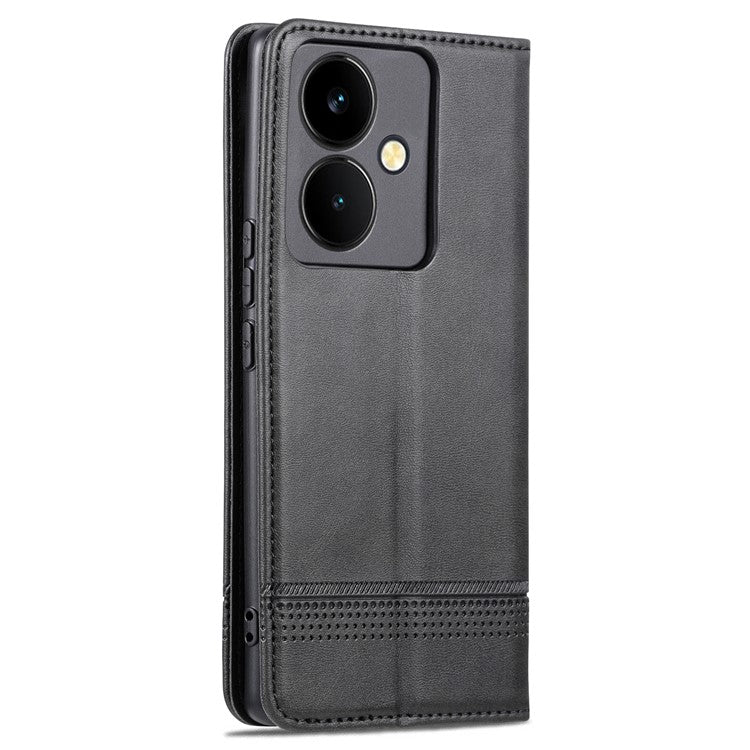 AZNS For vivo Y78+ 5G / Y78 5G Stand PU Leather Anti-drop Wallet Case Flip Folio Phone Cover - Black