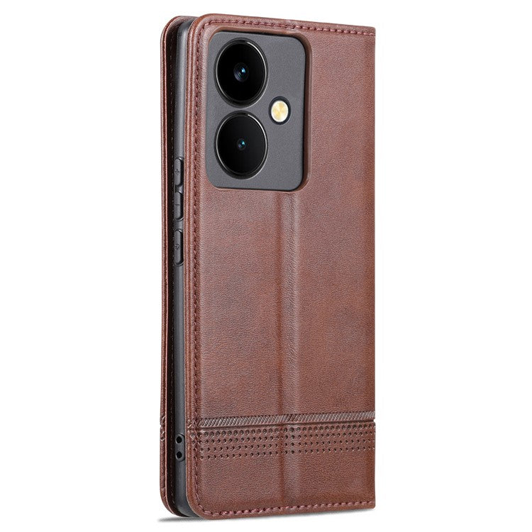 AZNS For vivo Y78+ 5G / Y78 5G Stand PU Leather Anti-drop Wallet Case Flip Folio Phone Cover - Coffee