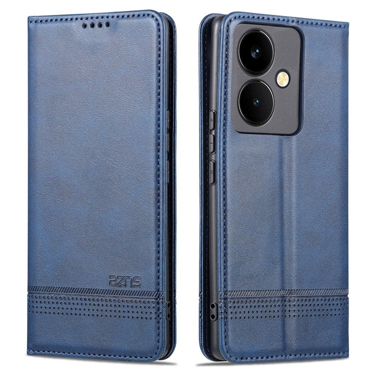 AZNS For vivo Y78+ 5G / Y78 5G Stand PU Leather Anti-drop Wallet Case Flip Folio Phone Cover - Blue