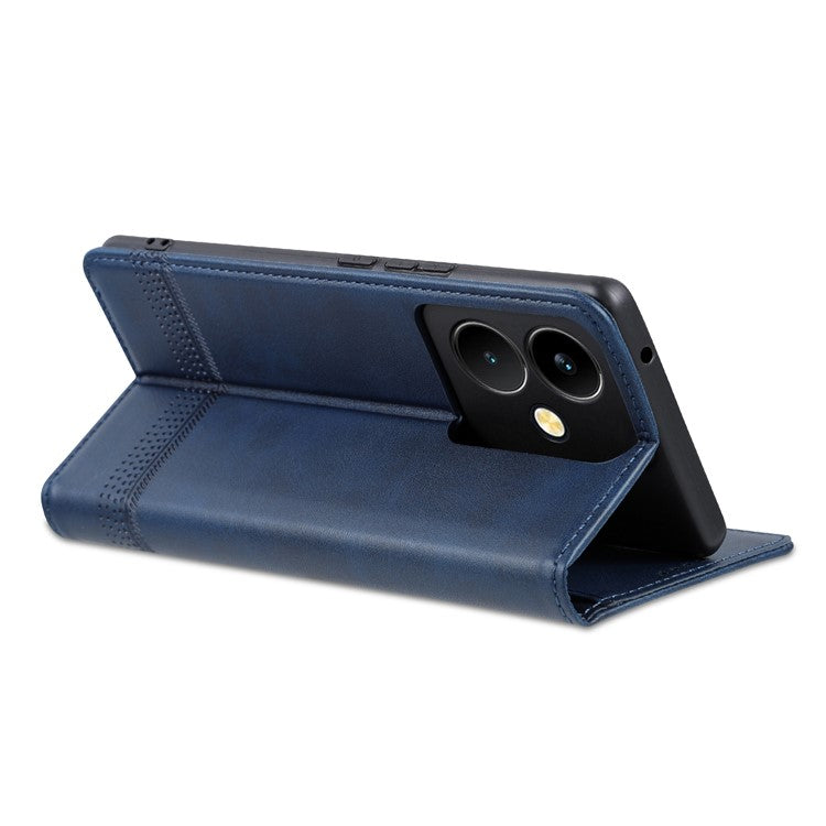 AZNS For vivo Y78+ 5G / Y78 5G Stand PU Leather Anti-drop Wallet Case Flip Folio Phone Cover - Blue