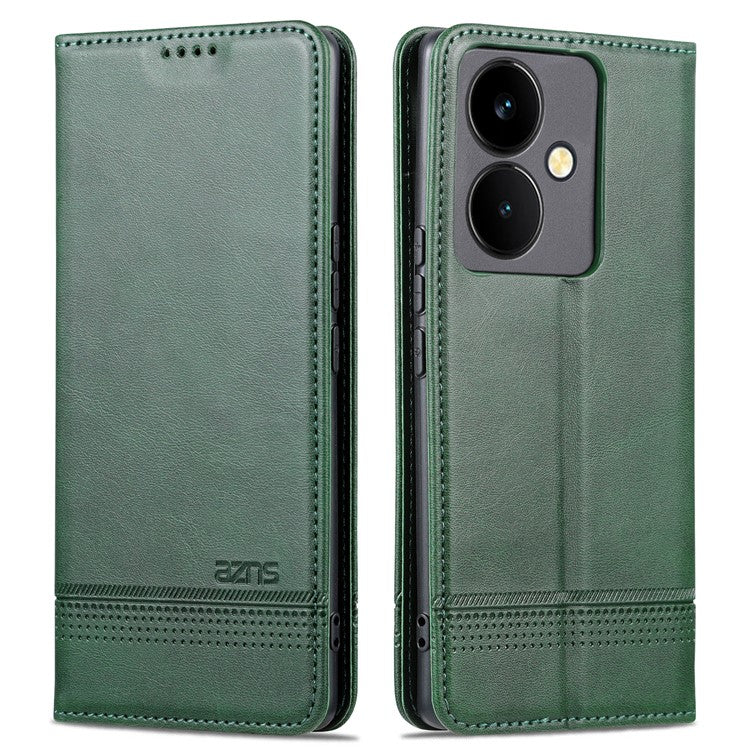 AZNS For vivo Y78+ 5G / Y78 5G Stand PU Leather Anti-drop Wallet Case Flip Folio Phone Cover - Green