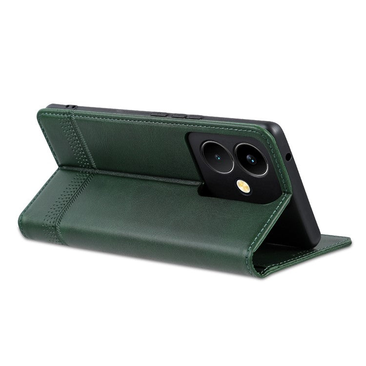 AZNS For vivo Y78+ 5G / Y78 5G Stand PU Leather Anti-drop Wallet Case Flip Folio Phone Cover - Green