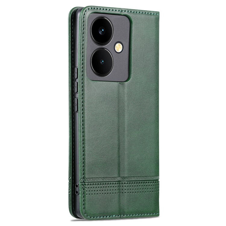 AZNS For vivo Y78+ 5G / Y78 5G Stand PU Leather Anti-drop Wallet Case Flip Folio Phone Cover - Green