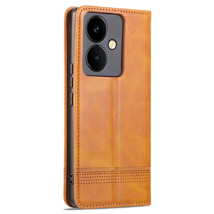 AZNS For vivo Y78+ 5G / Y78 5G Stand PU Leather Anti-drop Wallet Case Flip Folio Phone Cover - Brown