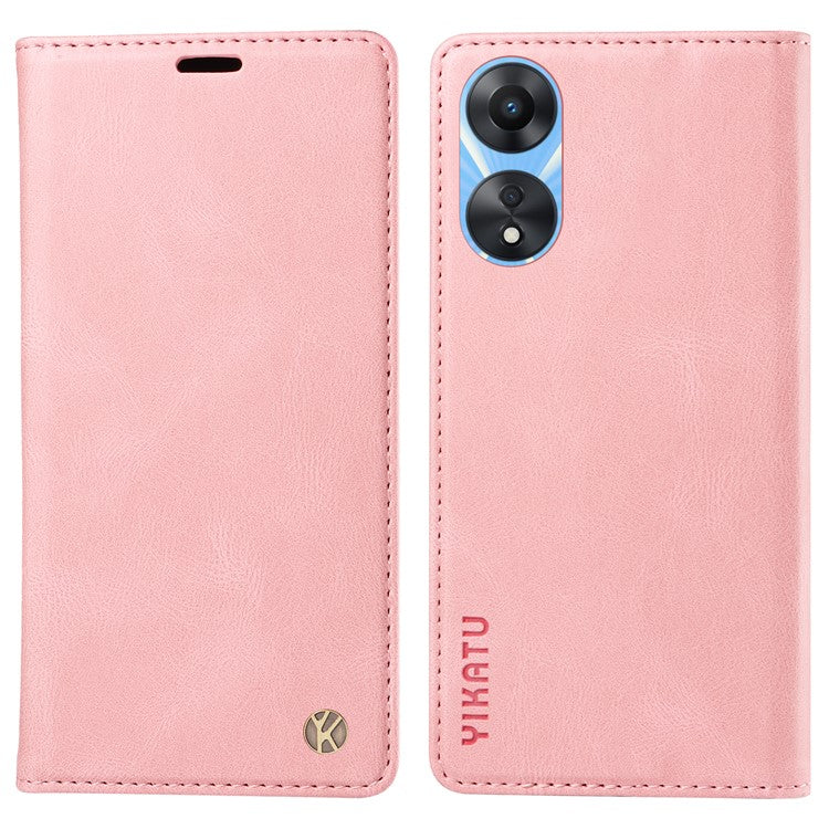 YIKATU YK-004 For Oppo A58 5G / A78 5G Skin-touch Leather Cover Flip Wallet Stand Phone Case - Pink