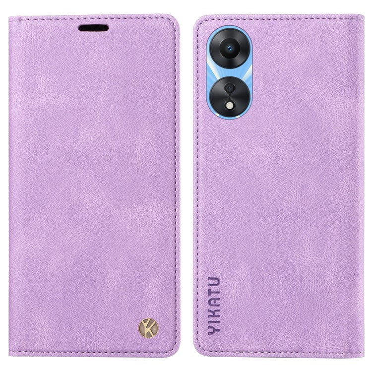 YIKATU YK-004 For Oppo A58 5G / A78 5G Skin-touch Leather Cover Flip Wallet Stand Phone Case - Purple