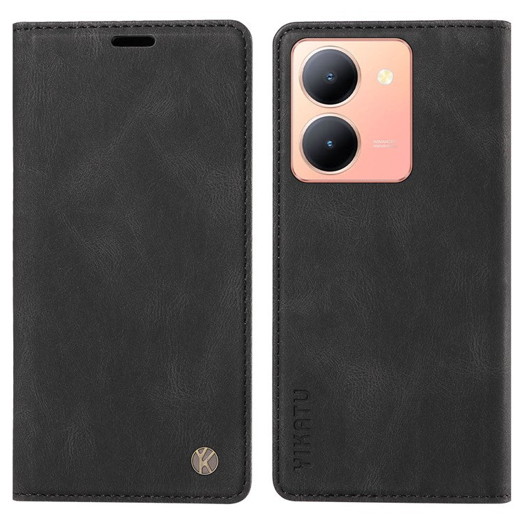 YIKATU YK-004 For vivo Y36 5G (Global) / Y78 5G (China) Fully Wrapped Leather Cover Skin-touch Stand Shell Wallet Phone Case - Black