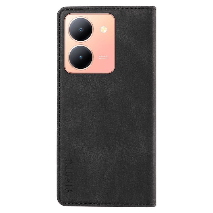 YIKATU YK-004 For vivo Y36 5G (Global) / Y78 5G (China) Fully Wrapped Leather Cover Skin-touch Stand Shell Wallet Phone Case - Black