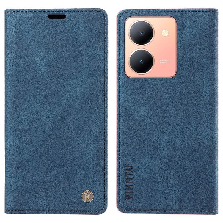 YIKATU YK-004 For vivo Y36 5G (Global) / Y78 5G (China) Fully Wrapped Leather Cover Skin-touch Stand Shell Wallet Phone Case - Blue