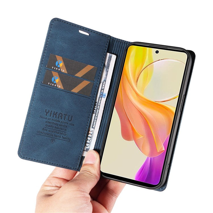 YIKATU YK-004 For vivo Y36 5G (Global) / Y78 5G (China) Fully Wrapped Leather Cover Skin-touch Stand Shell Wallet Phone Case - Blue