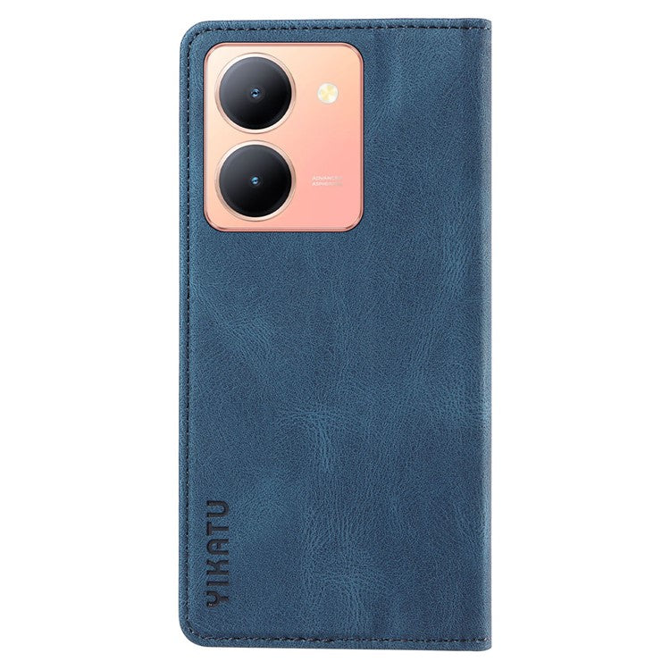 YIKATU YK-004 For vivo Y36 5G (Global) / Y78 5G (China) Fully Wrapped Leather Cover Skin-touch Stand Shell Wallet Phone Case - Blue