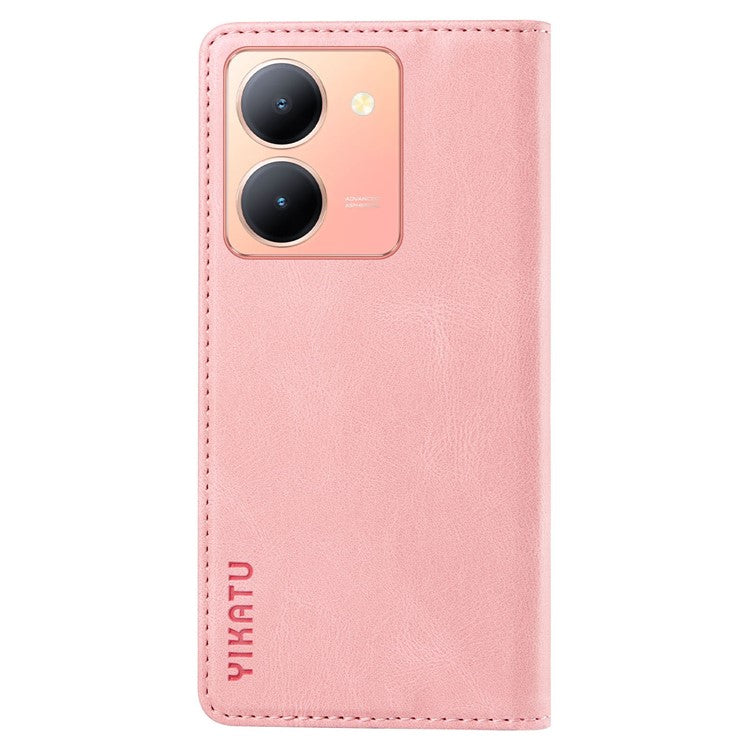 YIKATU YK-004 For vivo Y36 5G (Global) / Y78 5G (China) Fully Wrapped Leather Cover Skin-touch Stand Shell Wallet Phone Case - Pink