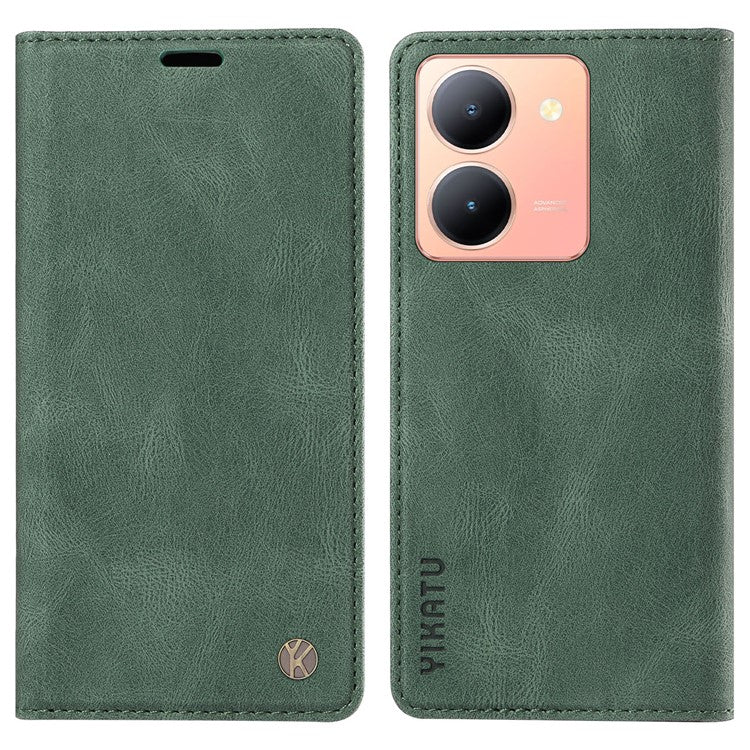 YIKATU YK-004 For vivo Y36 5G (Global) / Y78 5G (China) Fully Wrapped Leather Cover Skin-touch Stand Shell Wallet Phone Case - Green