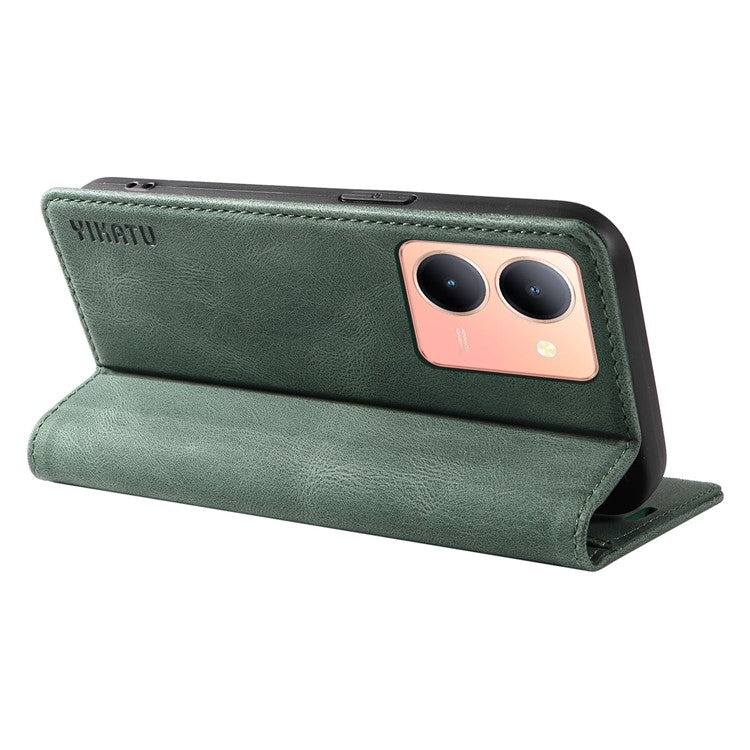 YIKATU YK-004 For vivo Y36 5G (Global) / Y78 5G (China) Fully Wrapped Leather Cover Skin-touch Stand Shell Wallet Phone Case - Green