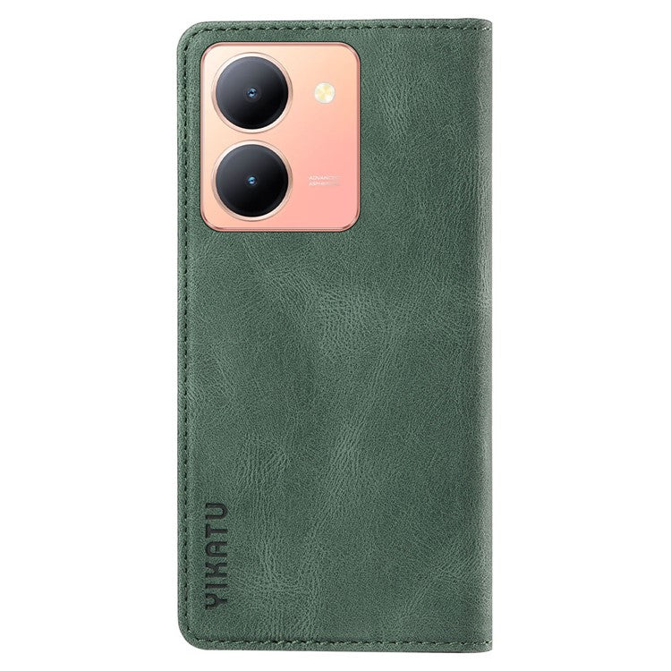 YIKATU YK-004 For vivo Y36 5G (Global) / Y78 5G (China) Fully Wrapped Leather Cover Skin-touch Stand Shell Wallet Phone Case - Green