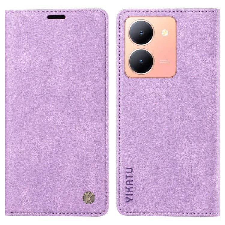 YIKATU YK-004 For vivo Y36 5G (Global) / Y78 5G (China) Fully Wrapped Leather Cover Skin-touch Stand Shell Wallet Phone Case - Purple