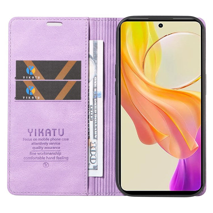 YIKATU YK-004 For vivo Y36 5G (Global) / Y78 5G (China) Fully Wrapped Leather Cover Skin-touch Stand Shell Wallet Phone Case - Purple