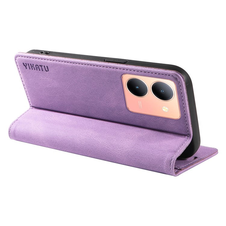 YIKATU YK-004 For vivo Y36 5G (Global) / Y78 5G (China) Fully Wrapped Leather Cover Skin-touch Stand Shell Wallet Phone Case - Purple