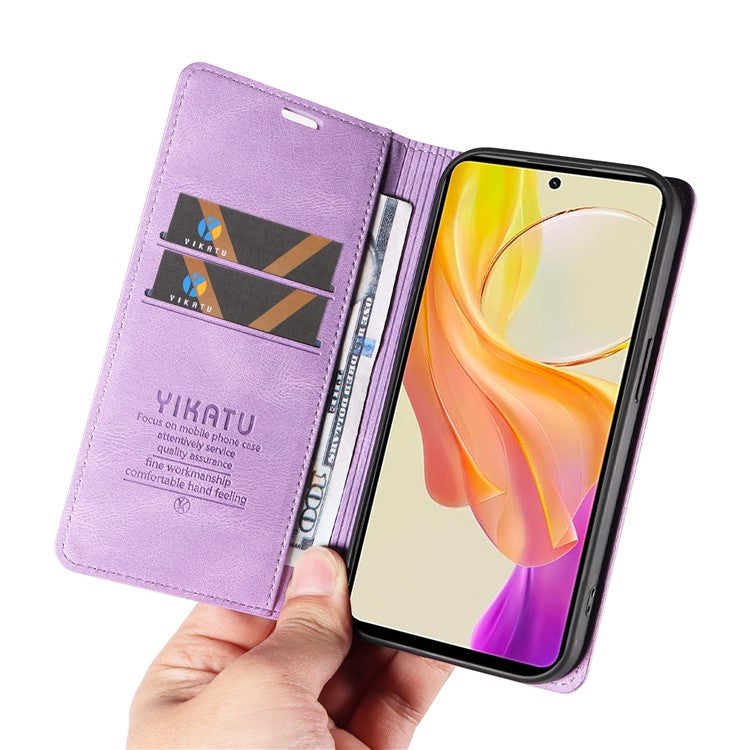 YIKATU YK-004 For vivo Y36 5G (Global) / Y78 5G (China) Fully Wrapped Leather Cover Skin-touch Stand Shell Wallet Phone Case - Purple