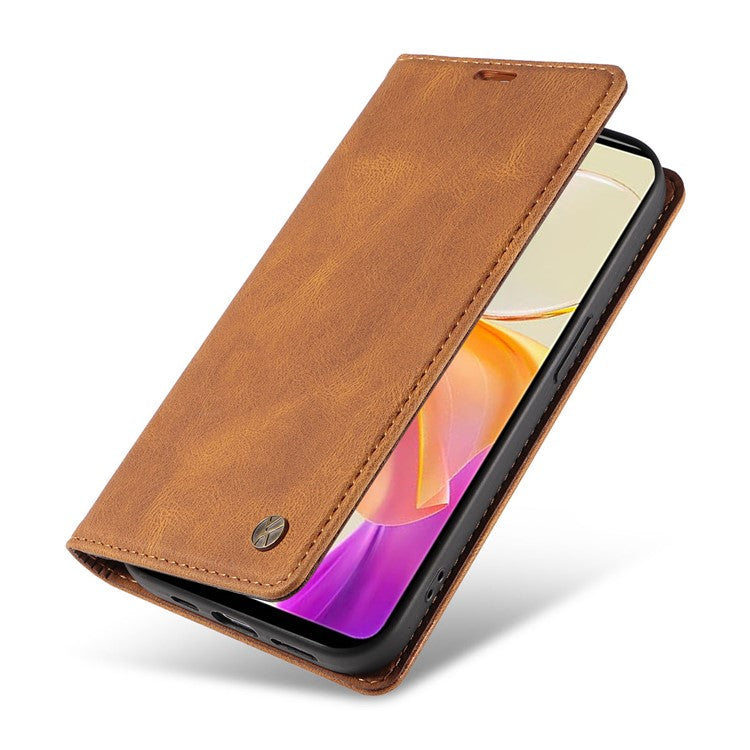 YIKATU YK-004 For vivo Y36 5G (Global) / Y78 5G (China) Fully Wrapped Leather Cover Skin-touch Stand Shell Wallet Phone Case - Brown