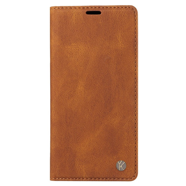 YIKATU YK-004 For vivo Y36 5G (Global) / Y78 5G (China) Fully Wrapped Leather Cover Skin-touch Stand Shell Wallet Phone Case - Brown