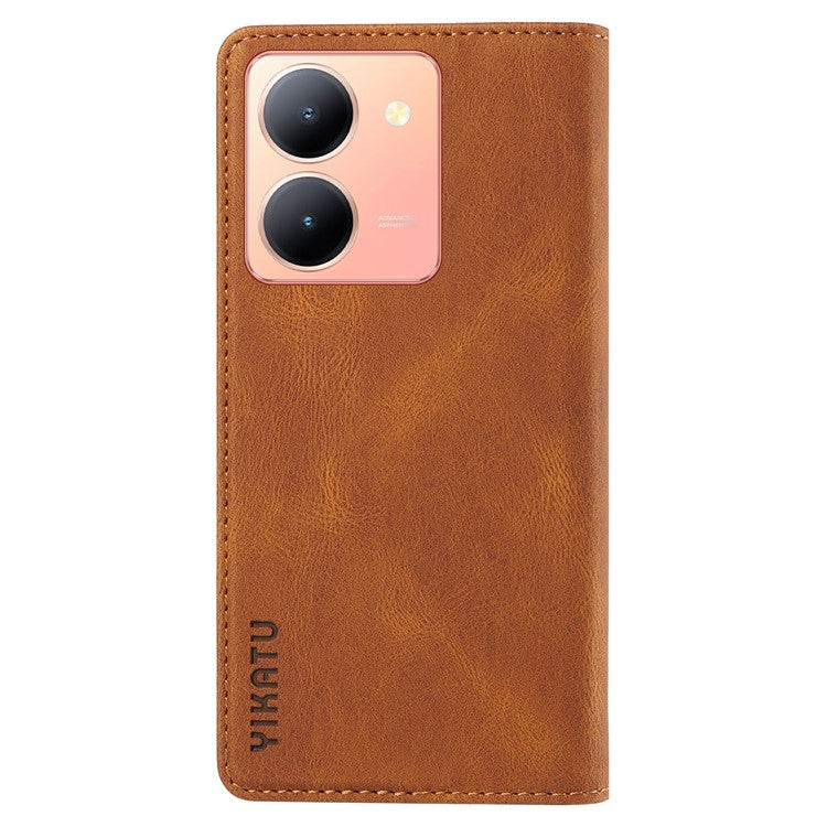 YIKATU YK-004 For vivo Y36 5G (Global) / Y78 5G (China) Fully Wrapped Leather Cover Skin-touch Stand Shell Wallet Phone Case - Brown