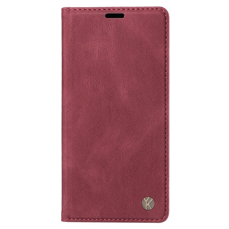 YIKATU YK-004 For vivo Y36 5G (Global) / Y78 5G (China) Fully Wrapped Leather Cover Skin-touch Stand Shell Wallet Phone Case - Wine Red