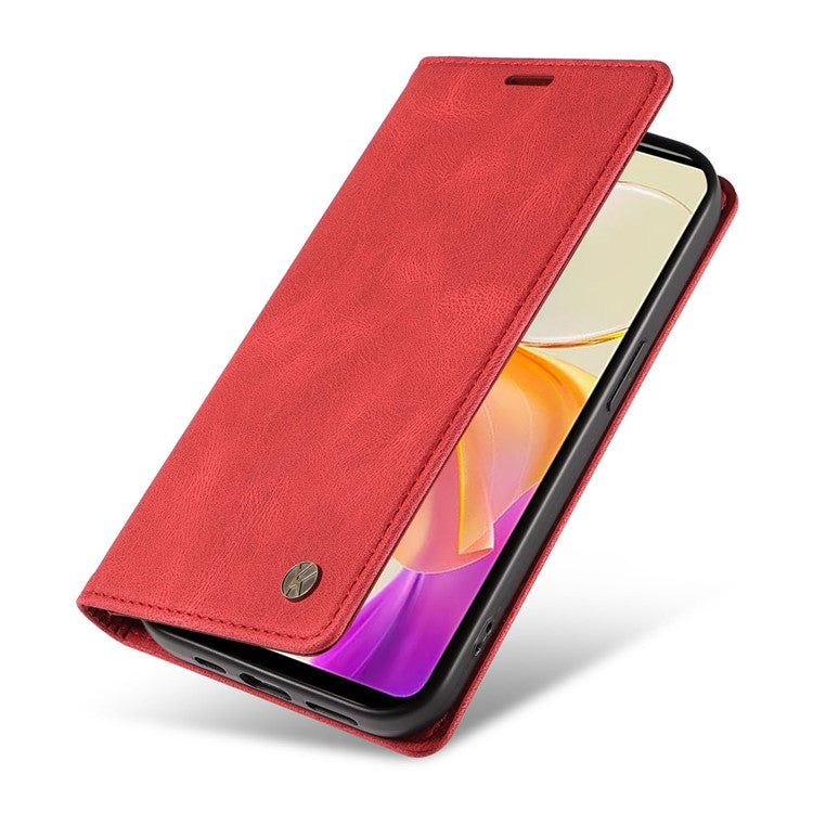 YIKATU YK-004 For vivo Y36 5G (Global) / Y78 5G (China) Fully Wrapped Leather Cover Skin-touch Stand Shell Wallet Phone Case - Red