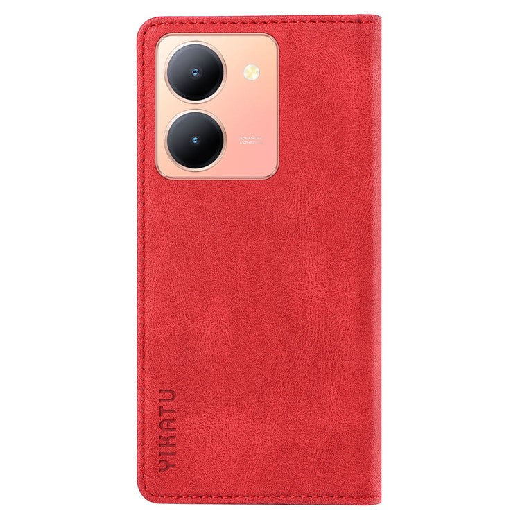 YIKATU YK-004 For vivo Y36 5G (Global) / Y78 5G (China) Fully Wrapped Leather Cover Skin-touch Stand Shell Wallet Phone Case - Red