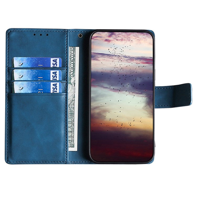 Crocodile Texture Phone Shell for vivo iQOO Neo8 5G / Neo8 Pro 5G , Skin-touch Leather Stand Cover Wallet Case - Blue