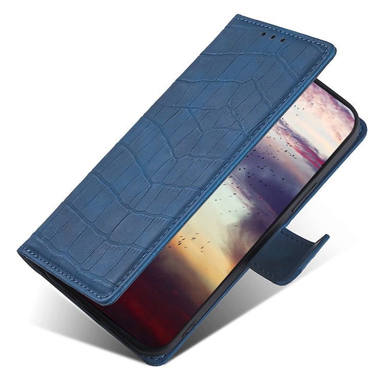 Crocodile Texture Phone Shell for vivo iQOO Neo8 5G / Neo8 Pro 5G , Skin-touch Leather Stand Cover Wallet Case - Blue