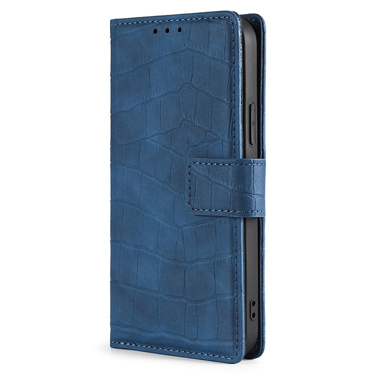 Crocodile Texture Phone Shell for vivo iQOO Neo8 5G / Neo8 Pro 5G , Skin-touch Leather Stand Cover Wallet Case - Blue