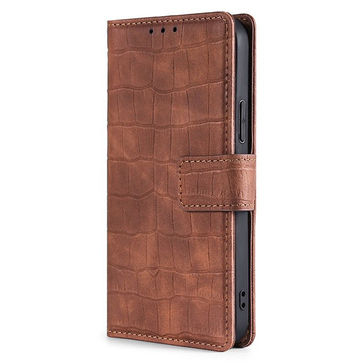 Crocodile Texture Phone Shell for vivo iQOO Neo8 5G / Neo8 Pro 5G , Skin-touch Leather Stand Cover Wallet Case - Brown