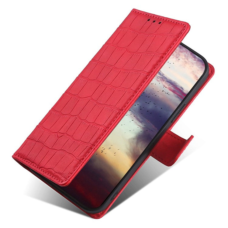 Crocodile Texture Phone Shell for vivo iQOO Neo8 5G / Neo8 Pro 5G , Skin-touch Leather Stand Cover Wallet Case - Red