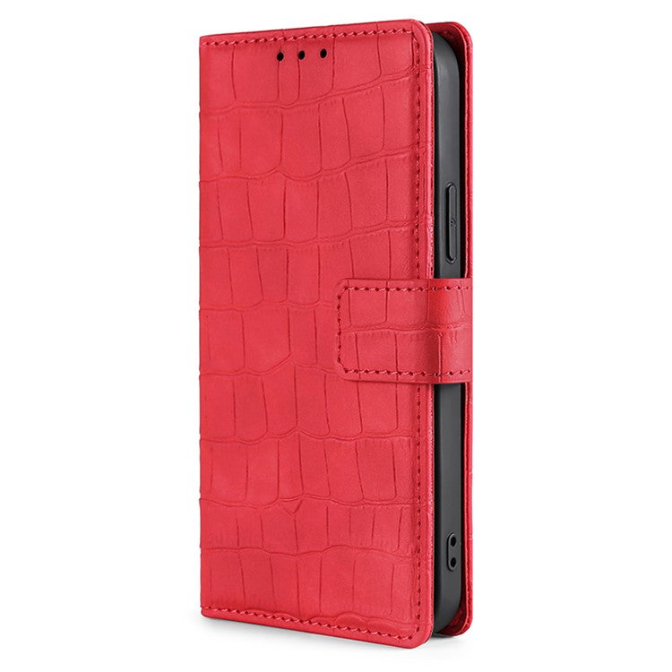 Crocodile Texture Phone Shell for vivo iQOO Neo8 5G / Neo8 Pro 5G , Skin-touch Leather Stand Cover Wallet Case - Red