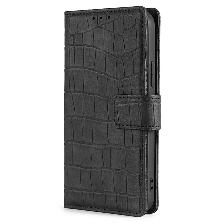 Crocodile Texture Phone Shell for vivo iQOO Neo8 5G / Neo8 Pro 5G , Skin-touch Leather Stand Cover Wallet Case - Black