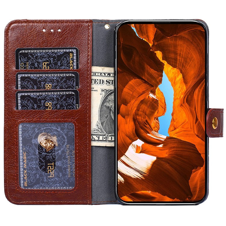 Mobile Phone Stand Case For vivo iQOO Neo8 Pro 5G / iQOO Neo8 5G , PU Leather Phone Cover Zippered Wallet with Strap - Brown