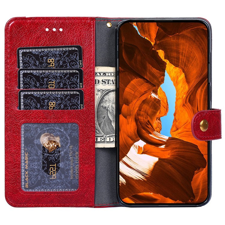 Mobile Phone Stand Case For vivo iQOO Neo8 Pro 5G / iQOO Neo8 5G , PU Leather Phone Cover Zippered Wallet with Strap - Red