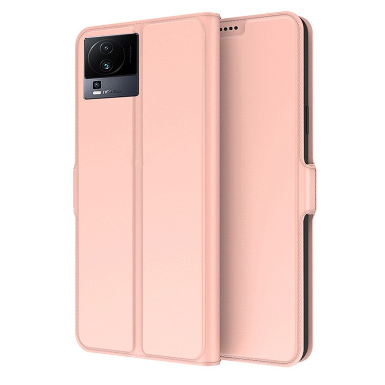 Card Holder PU Leather Stand Cover for vivo iQOO Neo7 5G , Drop Protection Phone Case - Rose Gold