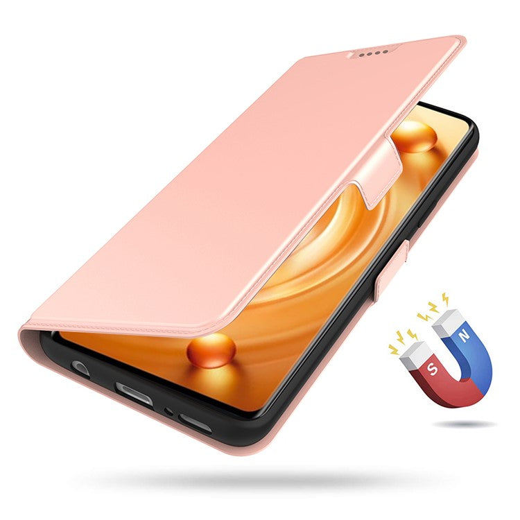 For vivo S17 Pro 5G Anti-Scratch PU Leather Stand Cover Card Holder Drop Protection Phone Case Shell - Rose Gold