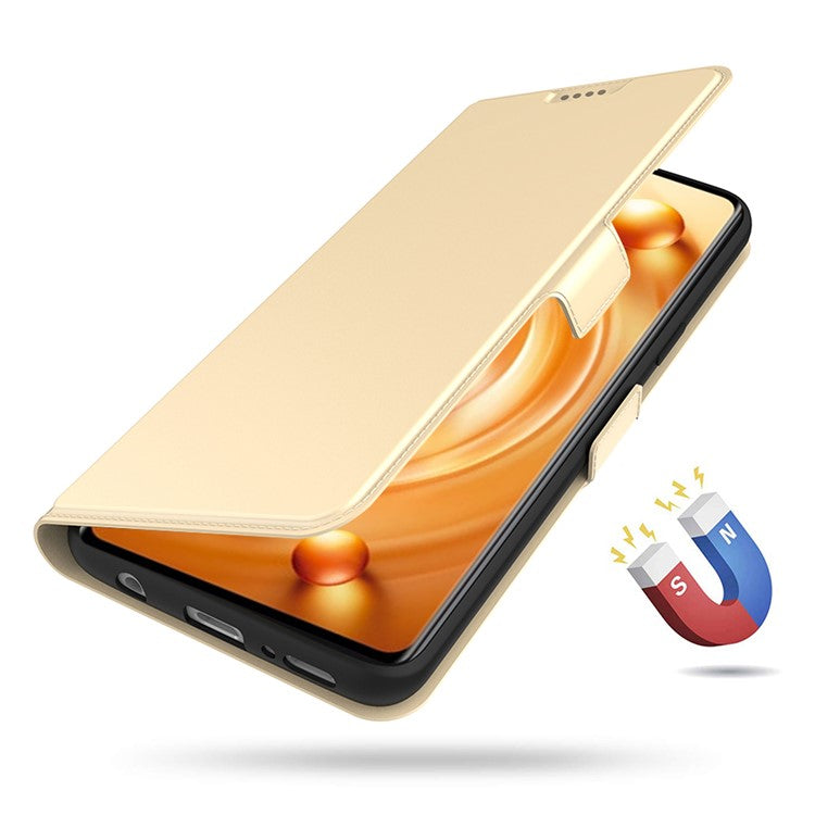 For vivo S17 Pro 5G Anti-Scratch PU Leather Stand Cover Card Holder Drop Protection Phone Case Shell - Gold