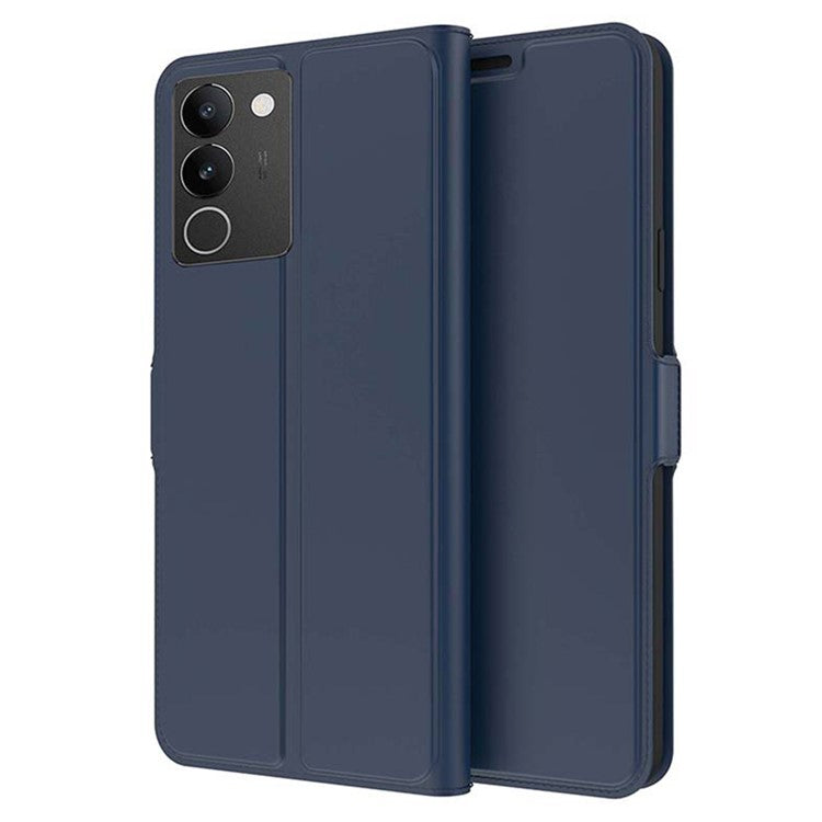 For vivo S17t 5G Stand Phone Cover Magnetic PU Leather Case Card Slot Phone Shell - Blue