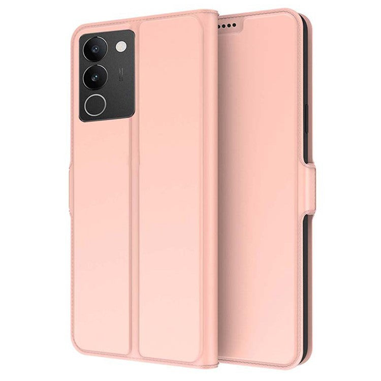 For vivo S17t 5G Stand Phone Cover Magnetic PU Leather Case Card Slot Phone Shell - Rose Gold